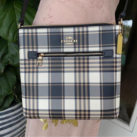Last 1‼️ NWT Coach Rowan File Bag Crossbody With Garden Plaid Print C8587 - Picture 2 of 11